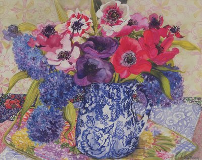 Anemones in an Antique Jug by Joan Thewsey
